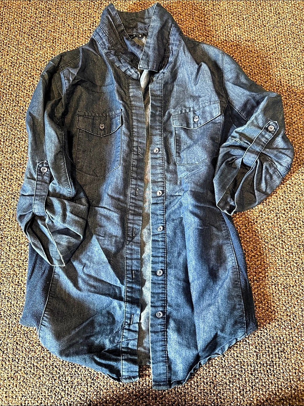 CISONO Women'Small Denim Shirt Jacket in Blue Size Small Like New